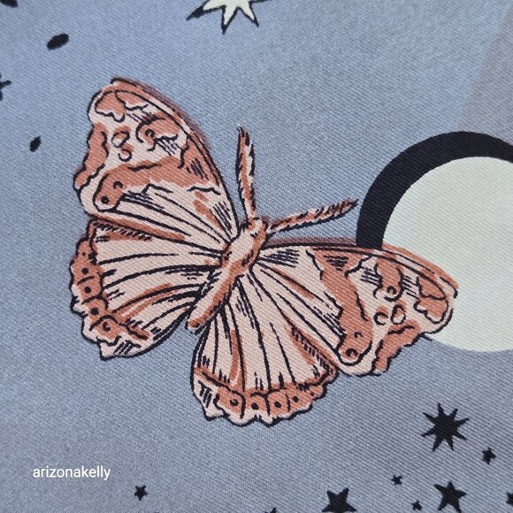 NWT Ann Taylor Silk Square Scarf Celestial Moon Stars Butterflies - Picture 8 of 12